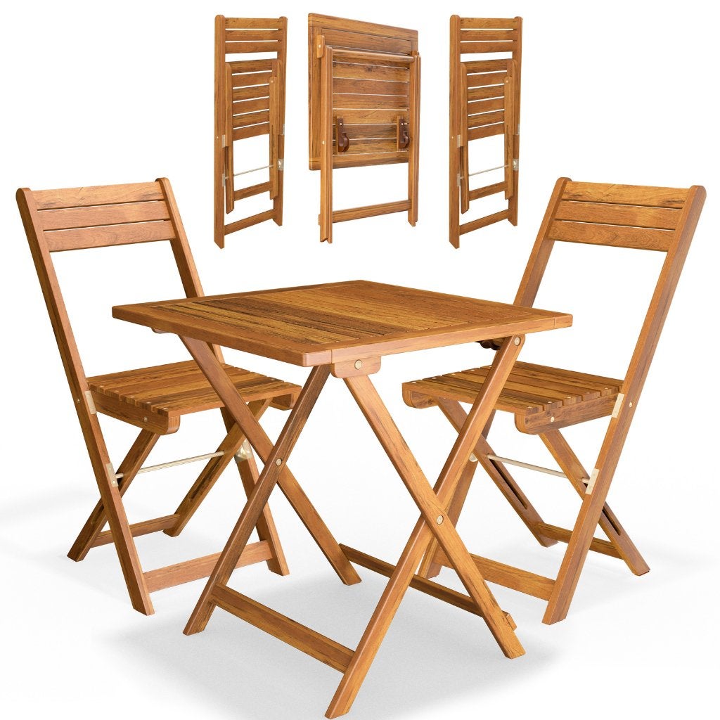 Bistroset inklapbaar tuinset 3-delig hout GRATIS BEZORGD!, 2 zitplaatsen, Bijzettafel, Nieuw, Nvt