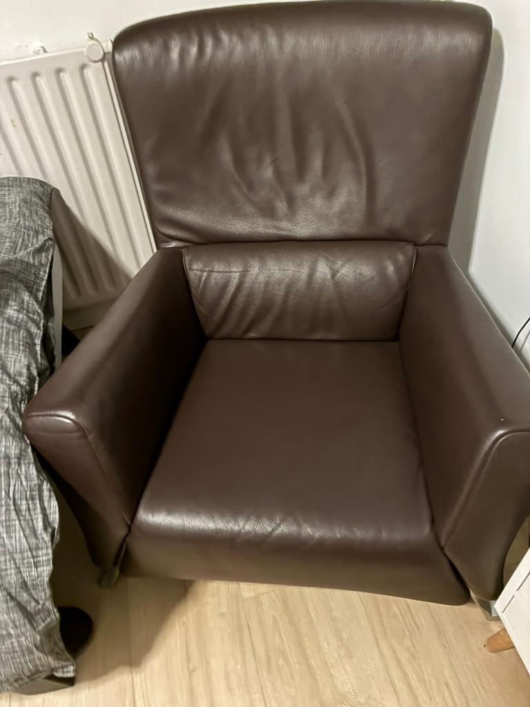 Rolf benz 322 fauteuil bruin nappa leer, Huis en Inrichting, Fauteuils, Ophalen, Zo goed als nieuw, 50 tot 75 cm, Leer