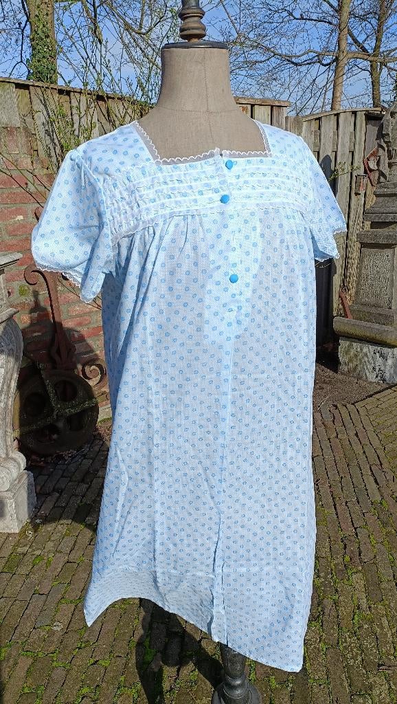 Vintage zomer nachthemd pyjama japon blauw Maat M (BSP1), Kleding | Dames, Ophalen of Verzenden, Gedragen, Maat 38/40 (M)