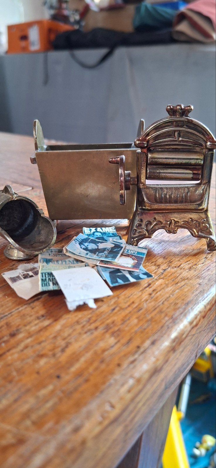 Miniatuur wasmachine en wasbakje - Decoratief messing, Ophalen of Verzenden