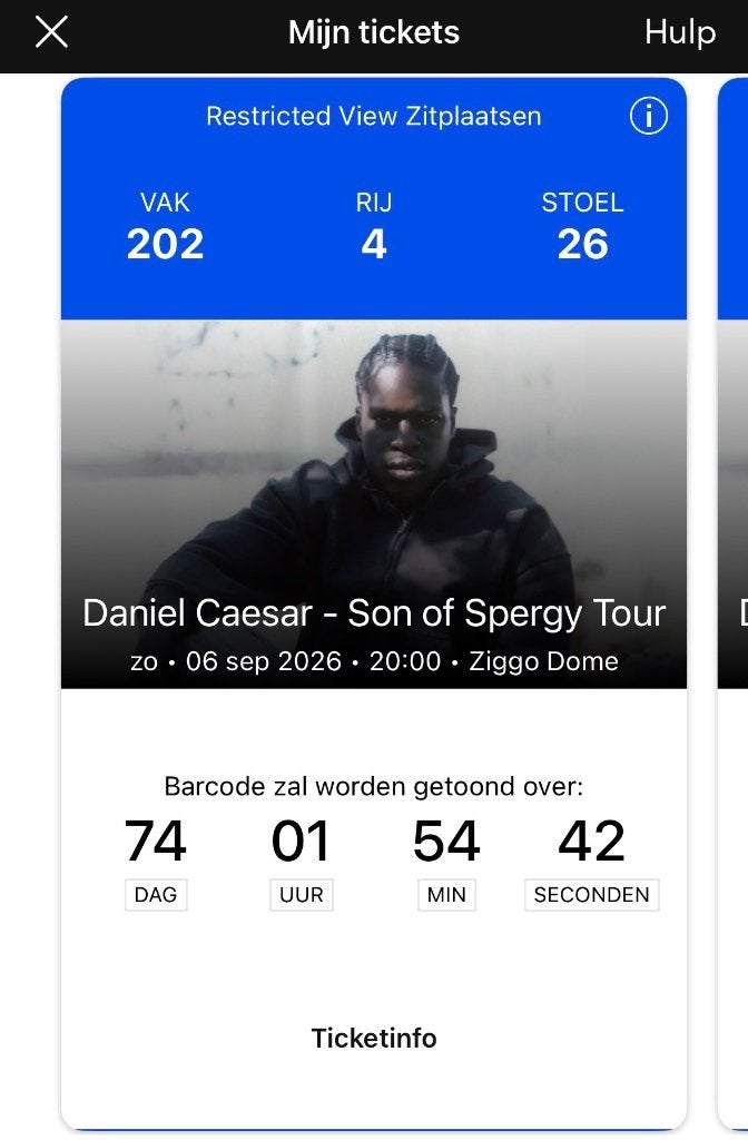 2x Daniel Caesar 6 september Ziggo Dome, Twee personen, September