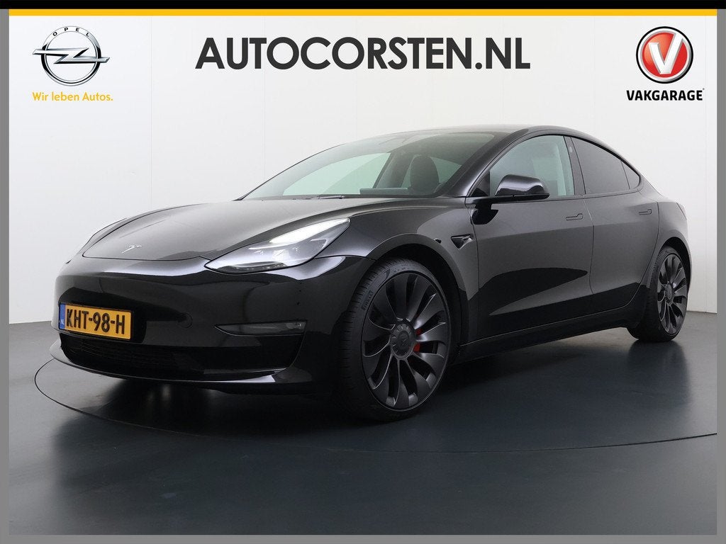 Tesla Model 3 Performance AWD 513PK Facelift Warmtepomp Lmv, Auto's, Tesla, Automaat, Adaptive Cruise Control, Gebruikt, Zwart