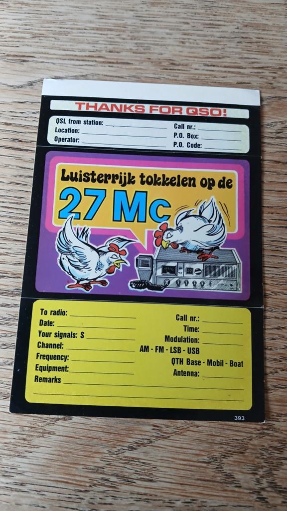 Funsticker ansichtkaart 27MC Luisterrijk tokkelen, kippen, Ophalen of Verzenden