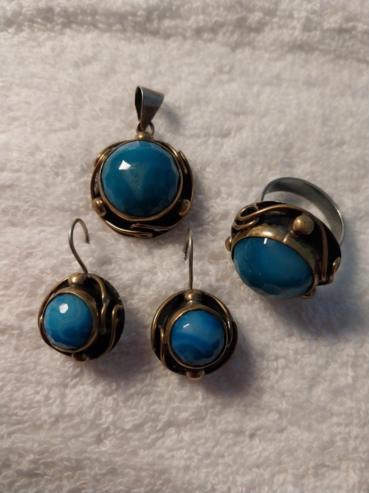 Sieradenset 825 Zilver met Turkoois Look Stenen - Ring 18mm, Ophalen of Verzenden