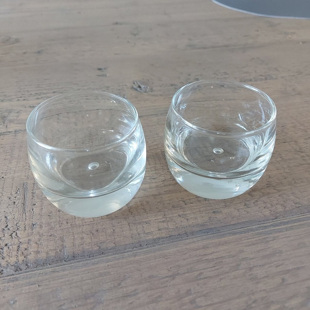 2 luxe glazen waxinelichthouders - transparant - ca. 6 cm, Huis en Inrichting, Woonaccessoires | Kandelaars en Kaarsen, Ophalen of Verzenden