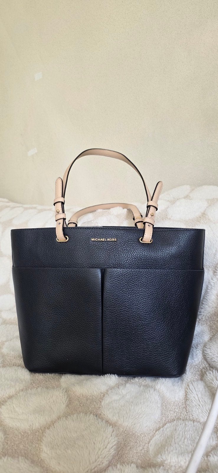 Michael Kors Handtas donkerblauw Beige Details, Sieraden, Tassen en Uiterlijk, Ophalen, Zo goed als nieuw, Overige kleuren, Handtas