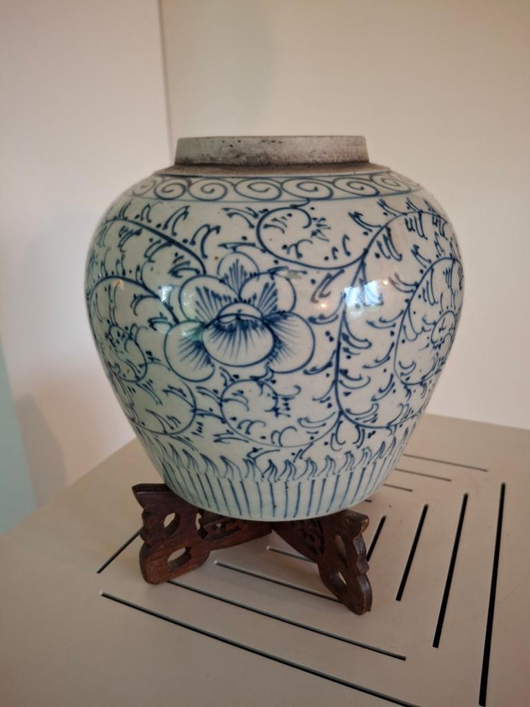 Antieke Chinese Gemberpot - 19e Eeuw - Floraal Handbeschilde, Ophalen of Verzenden