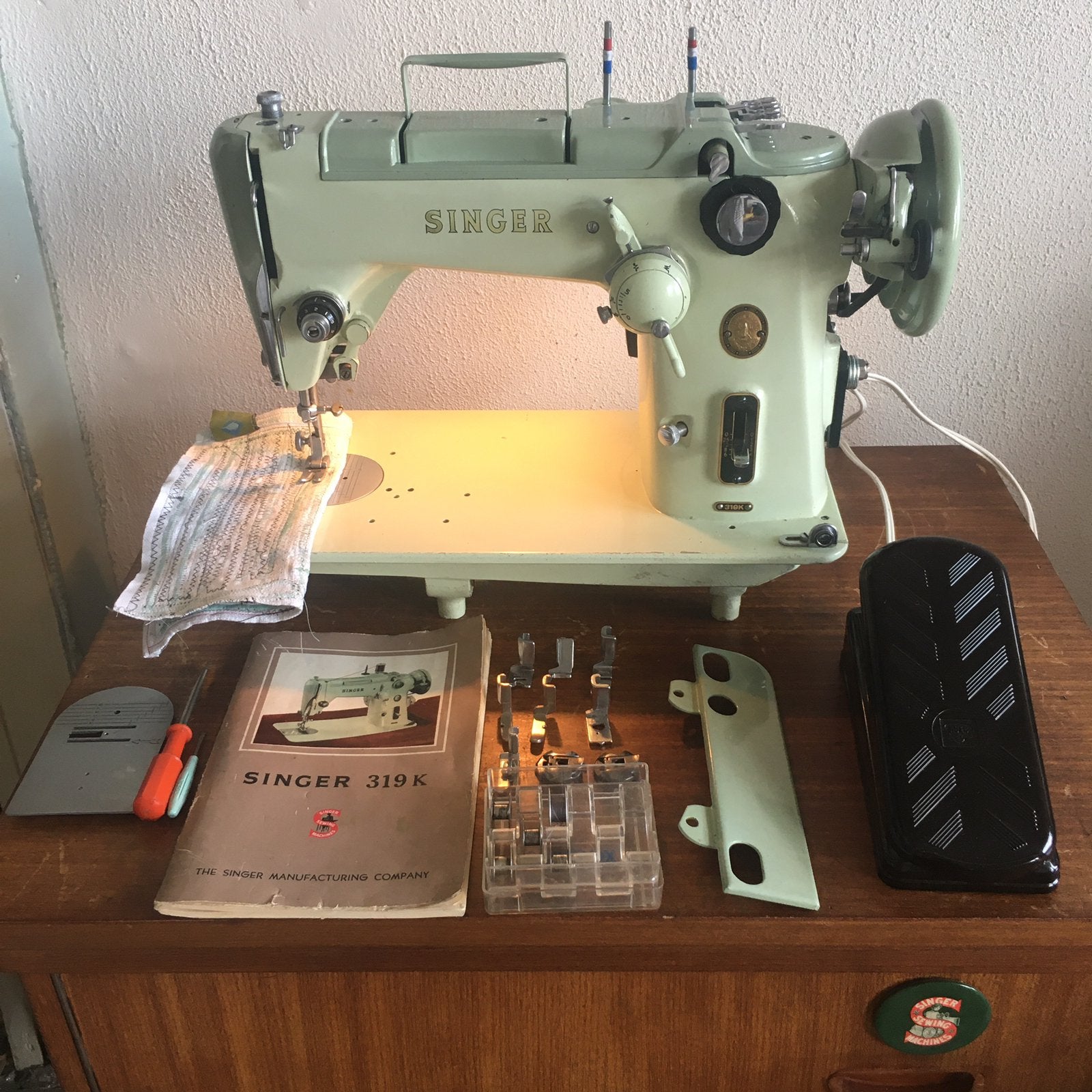 Singer 319 K Naaimachine (Gerestaureerd), Ophalen of Verzenden, Zo goed als nieuw, Naaimachine, Singer