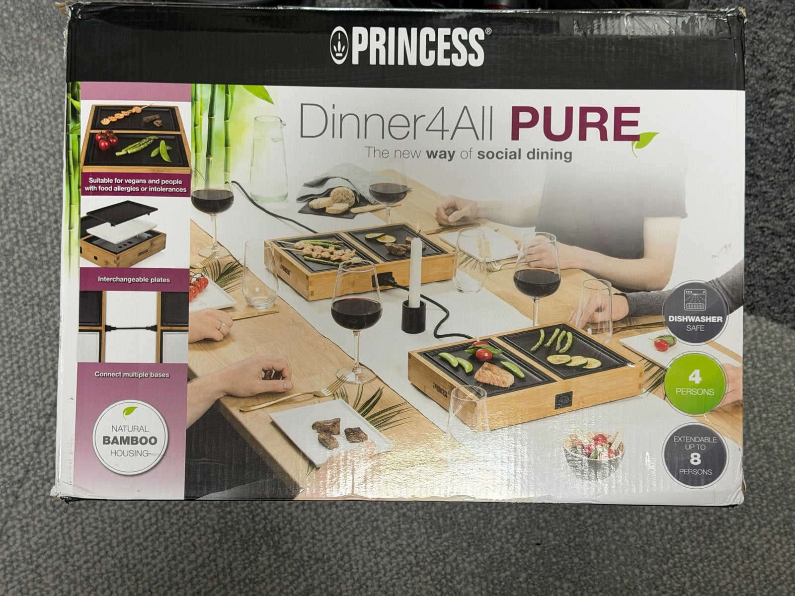 Princess Dinner4all Pure Gourmetstel - 10 persoons - Bamboe, Witgoed en Apparatuur, Gourmetstellen, Ophalen, Nieuw, 8 personen of meer