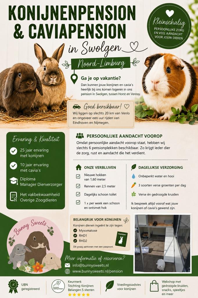 Konijnenpension en Caviapension Vakantieopvang, Meerdere dieren, Dwerg