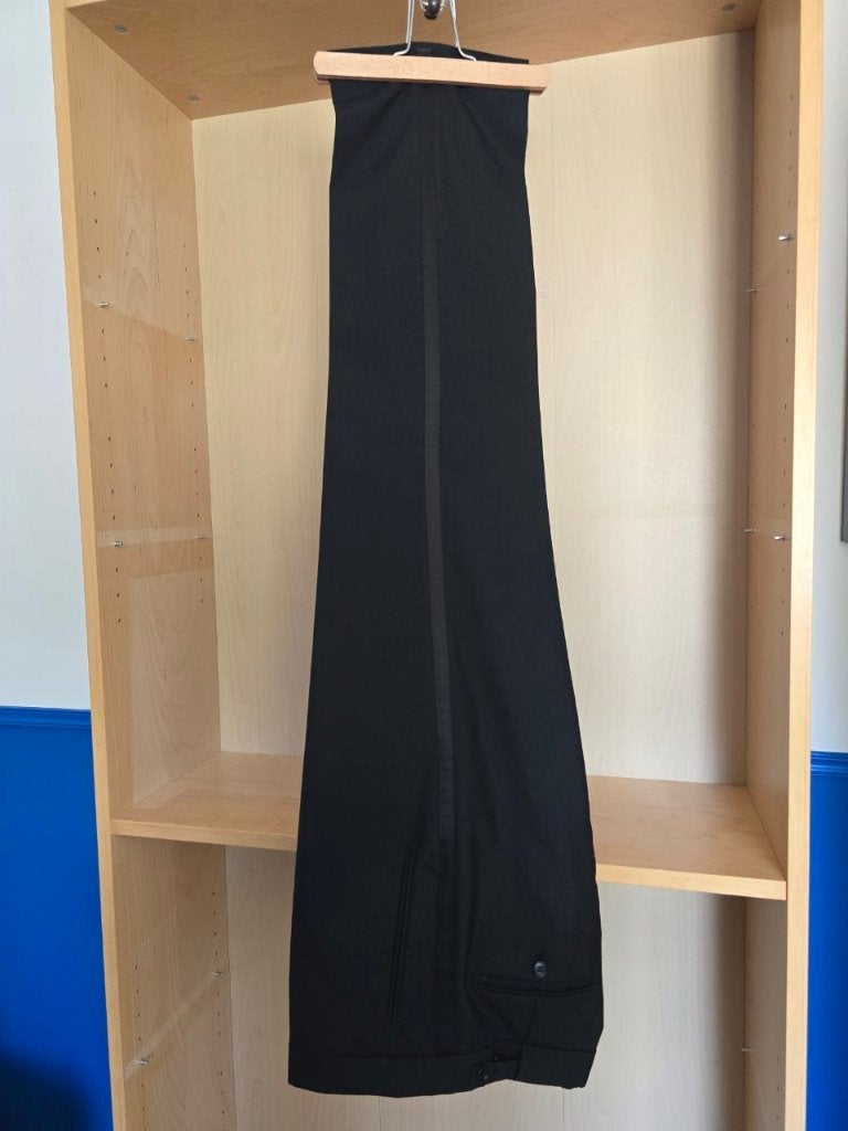 Broek voor smoking of rokkostuum mt 46, Ophalen of Verzenden, Zo goed als nieuw, Overige maten, Zwart