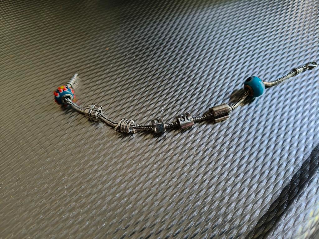 Zilveren Pandora bedelarmband met bedels  21cm, Sieraden, Tassen en Uiterlijk, Armbanden, Overige materialen, Gebruikt, Ophalen of Verzenden