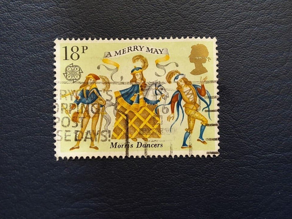UK postzegel 18p Morris Dancers A Merry May, Ophalen of Verzenden