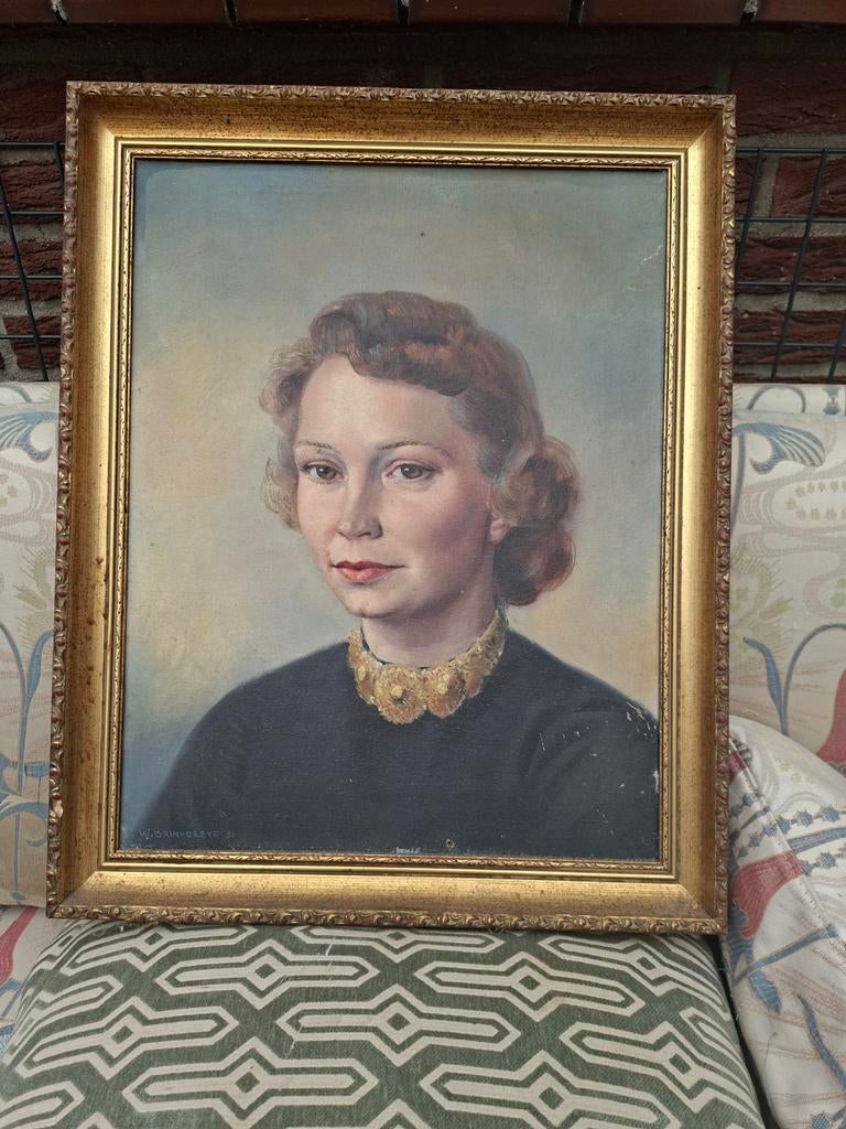 Portret dame,  W Brinkgreve, Antiek en Kunst, Kunst | Schilderijen | Klassiek, Verzenden
