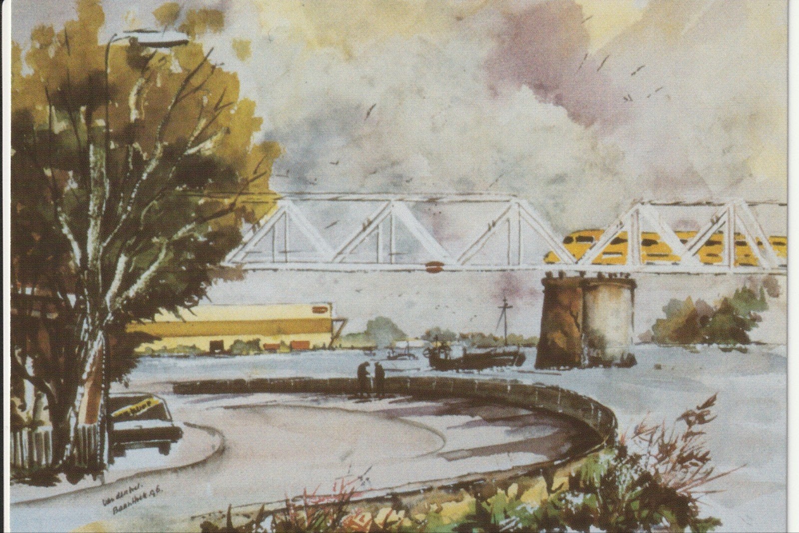 SLIEDRECHT BAANHOEK SPOORBRUG TREIN SCHEEPSWERF BINNENVAART, Verzamelen, Ansichtkaarten | Nederland, Ophalen of Verzenden, 1980 tot heden