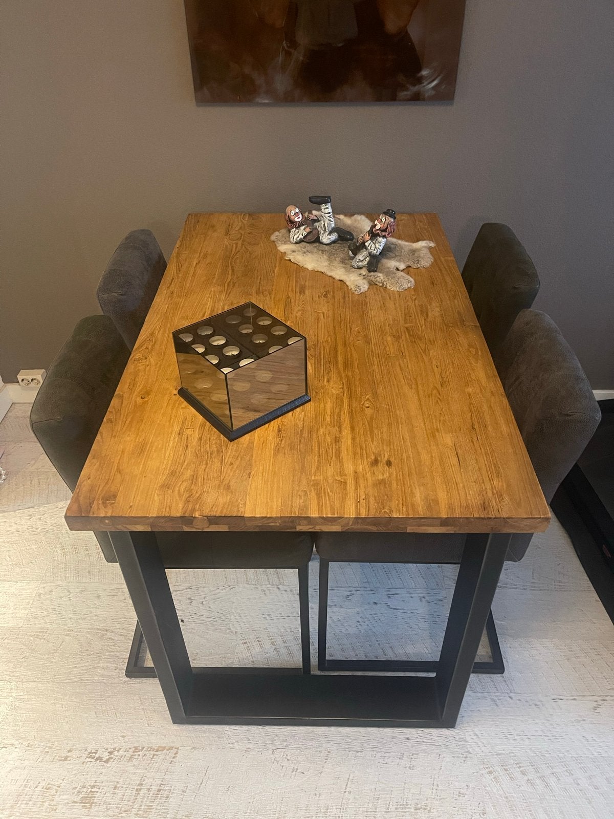 Eikenhouten hoge eettafel met 4 stoelen, Ophalen, 100 tot 150 cm, Eikenhout, 50 tot 100 cm