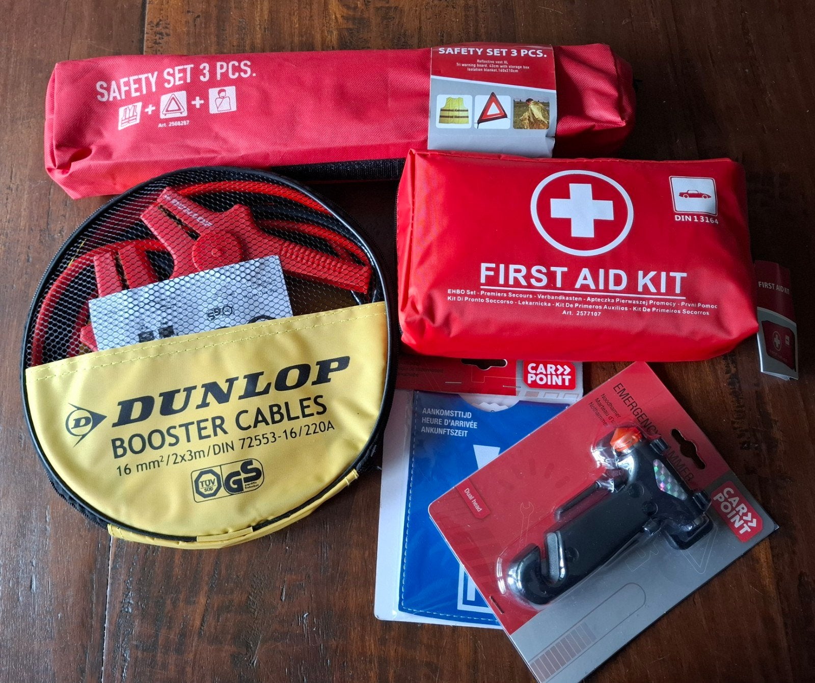 Auto Veiligheid Set: Startkabels, EHBO, Gevarendriehoek, Ophalen, Nieuw