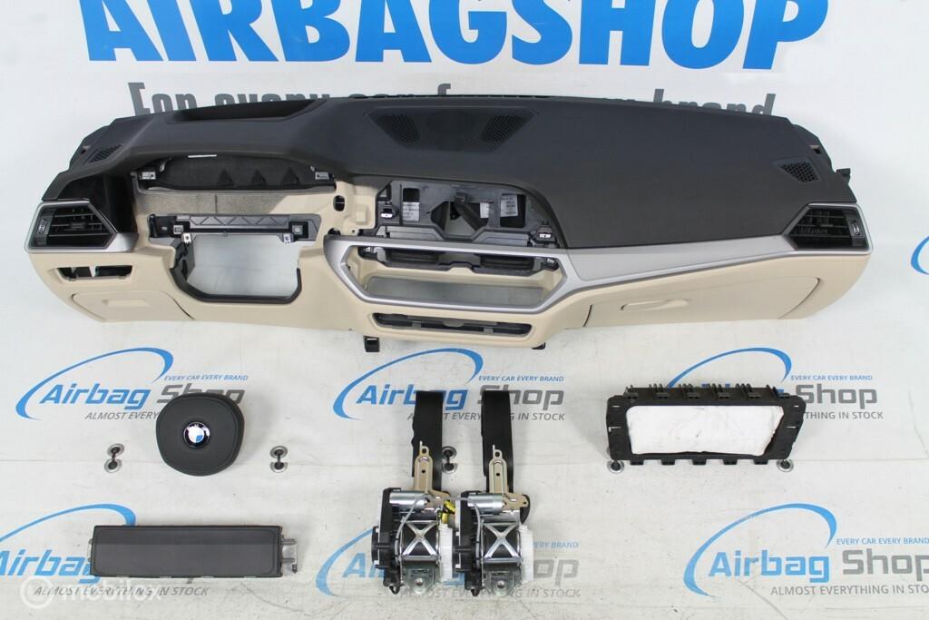 Airbag set Dashboard M zwart/beige BMW 3 serie G20 2019-...., Gebruikt, Ophalen of Verzenden