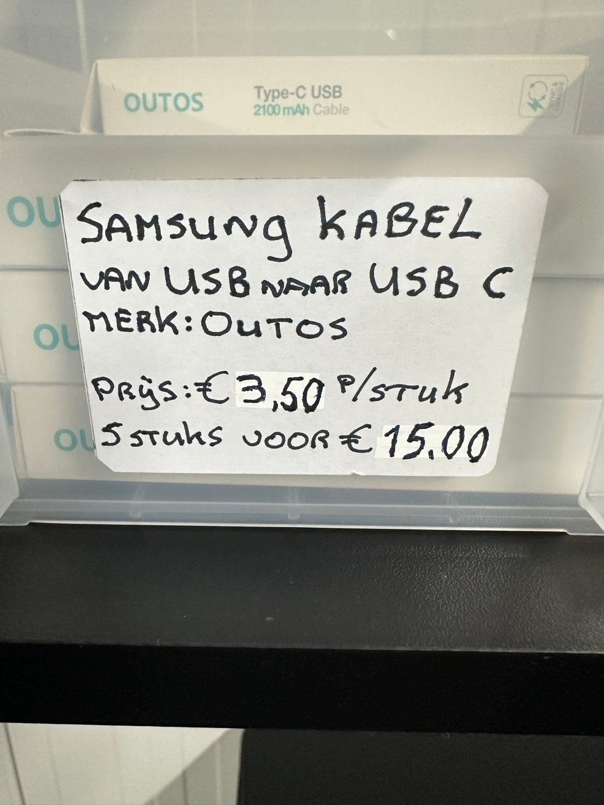 Outos USB naar USB C Kabel voor Samsung (1 meter), Ophalen of Verzenden, Nieuw, Snoer of kabel, Samsung