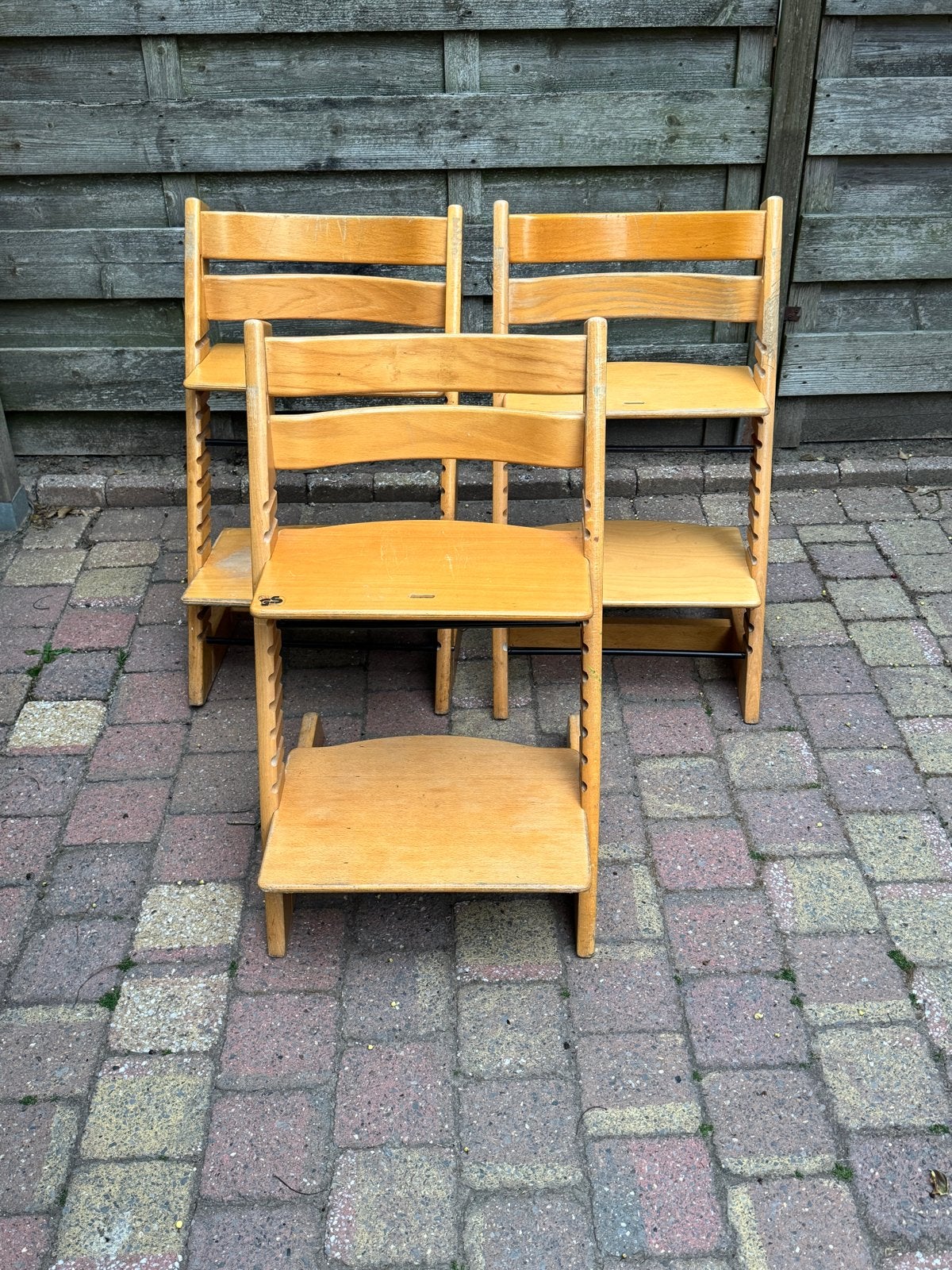 3 Stokke Tripp Trapp kinderstoelen met gebruikerssporen, Ophalen, Gebruikt, Meegroeistoel