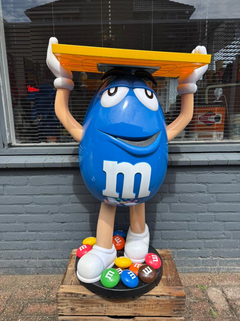 M&M's Blauwe Dispenser/Standbeeld met Dienblad, Ophalen