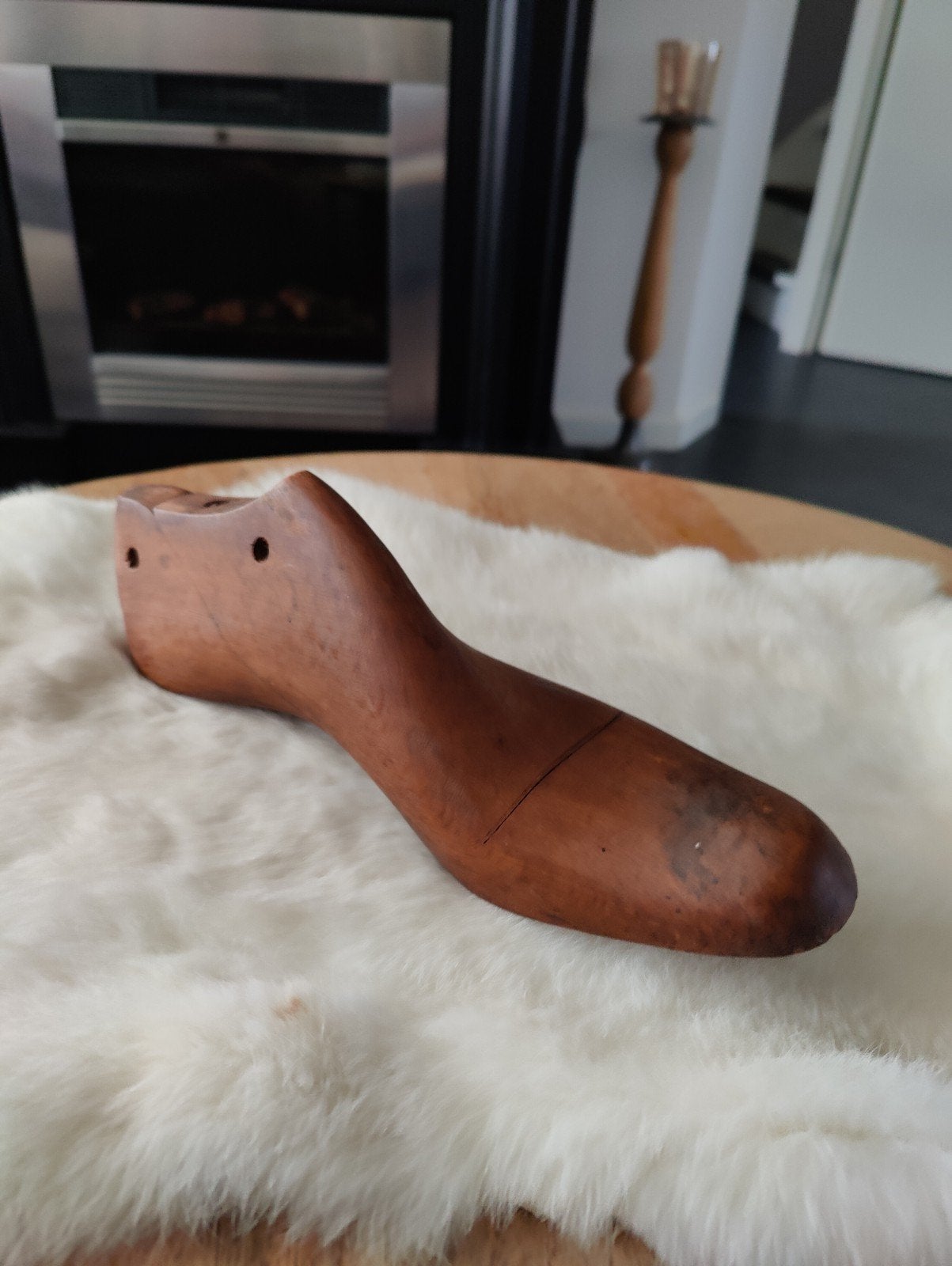 Brocante houten schoenleest - decoratief object, Ophalen of Verzenden