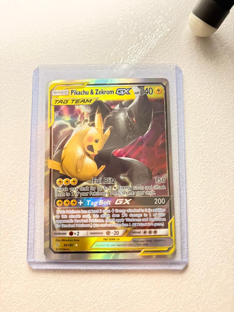 Pikachu & Zekrom GX Tag Team Pokémon Kaart 33/181, Hobby en Vrije tijd, Verzamelkaartspellen | Pokémon, Ophalen of Verzenden, Zo goed als nieuw