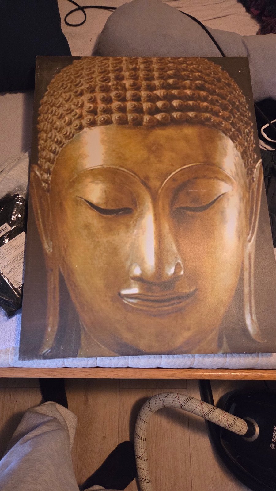 Boeddha Canvas Schilderij - Rustgevende Wanddecoratie, Ophalen, Oosters, Schilderij, Textiel