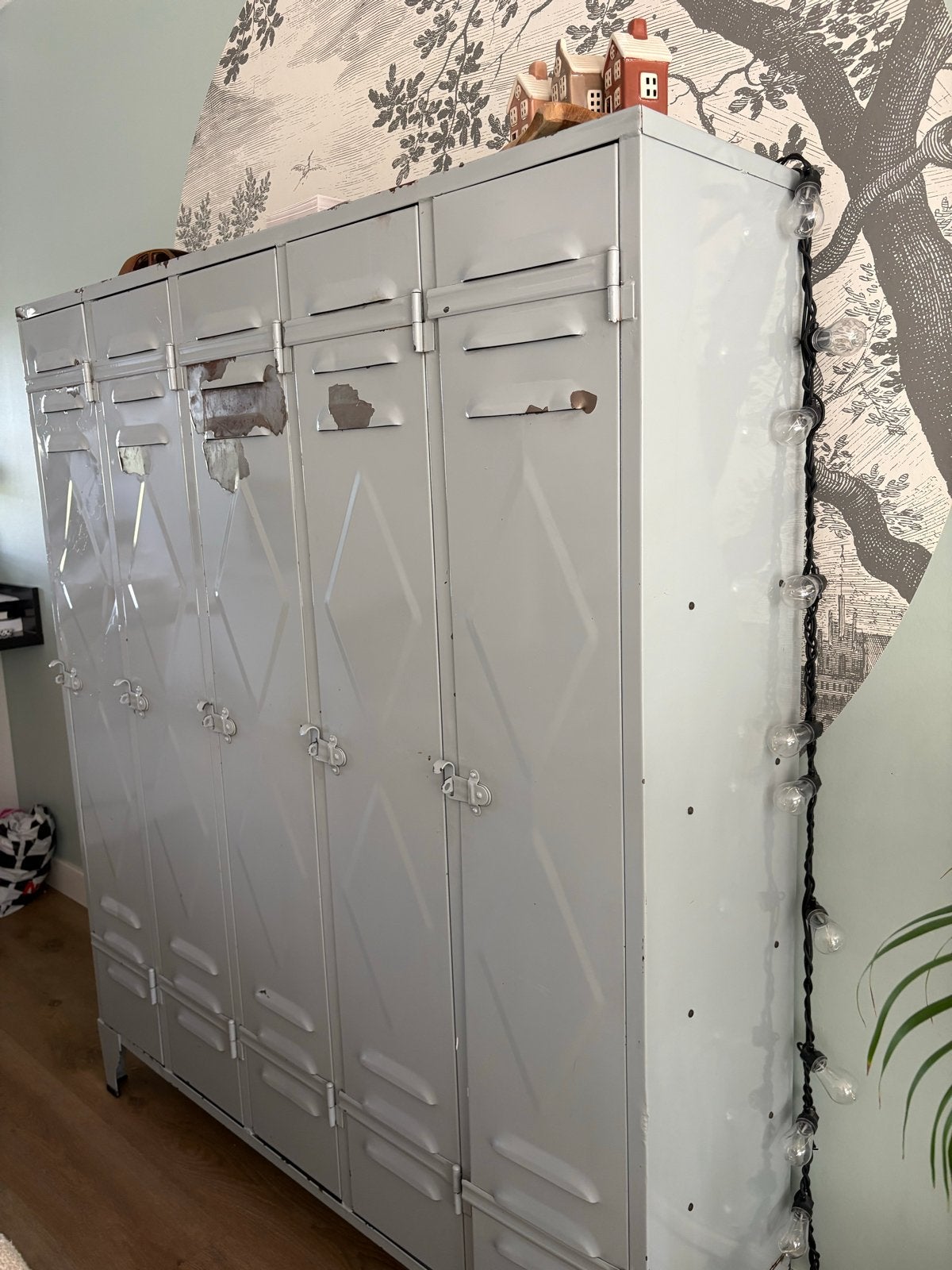Vintage metalen lockerkast - Industriële stijl, Ophalen, Gebruikt, 100 tot 150 cm, Metaal