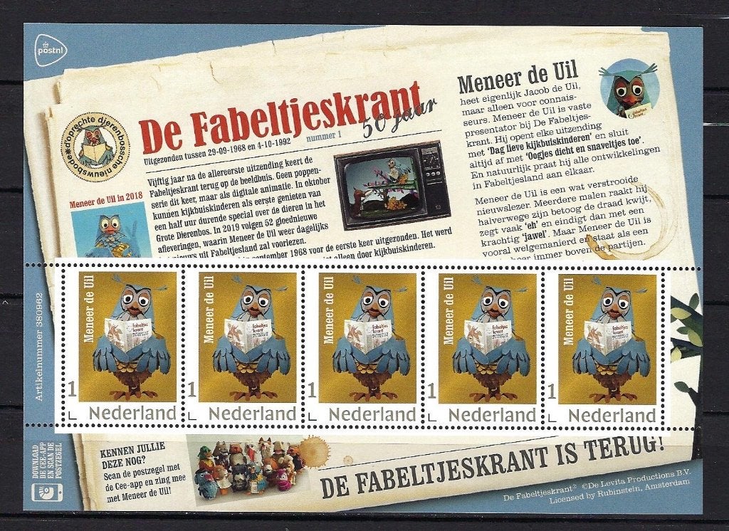 De Fabeltjeskrant (meneer de UIL) Postfris, Ophalen of Verzenden, Na 1940, Postfris