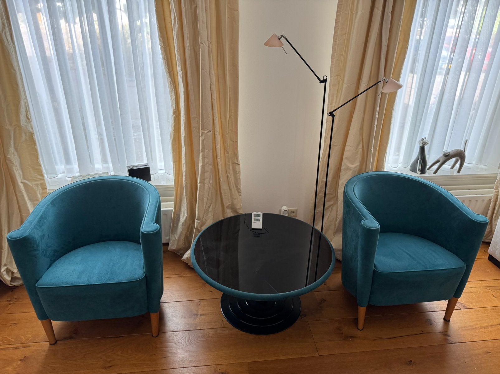 Mooie disigner set met tafeltje en 2 fauteuils van Moroso, Huis en Inrichting, Fauteuils, Zo goed als nieuw, 50 tot 75 cm, Minder dan 75 cm