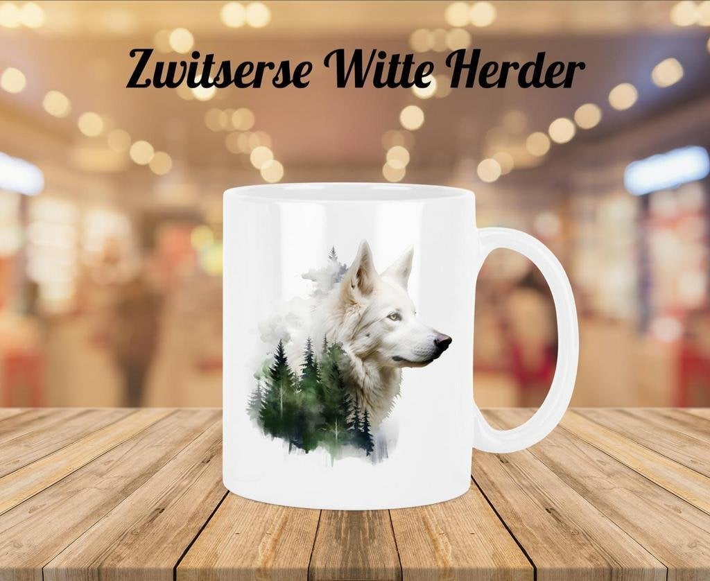Zwitserse Witte Herder profiel mok, Verzenden, Nieuw, Overige stijlen, Kop(pen) en/of Schotel(s)