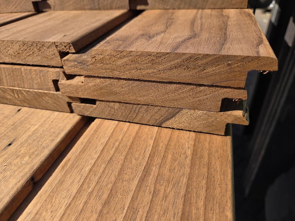 12.3 m2 rabat hout / Channelsiding - nr: HP188, Tuin en Terras, Palen, Balken en Planken, Ophalen, Planken, Nieuw, Hardhout