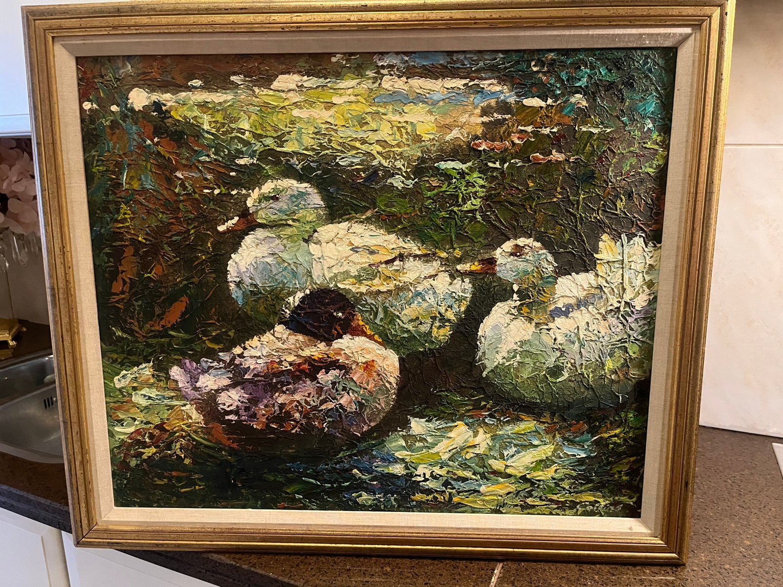 Prachtige olieverf eenden schilderij, Antiek en Kunst, Ophalen