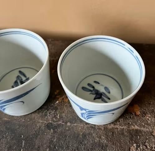 4 Originele vintage Japanse Soba Choko porseleinen kopjes, Ophalen of Verzenden