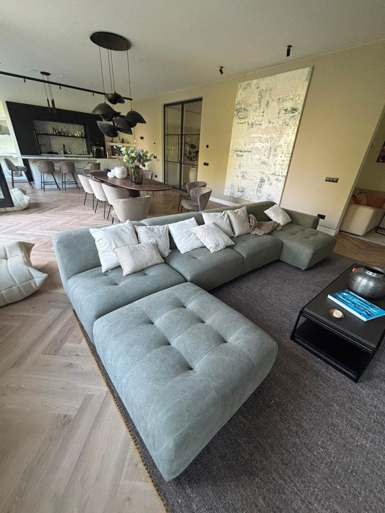 Sofa Ascoli modulaire loungebank – lichtgroen, Huis en Inrichting, Banken | Sofa's en Chaises Longues, Zo goed als nieuw, Vierpersoons of meer