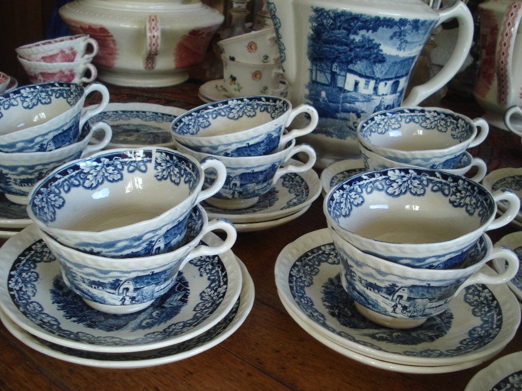 boerenhoeve van societe ceramique in blauw wit, Ophalen of Verzenden