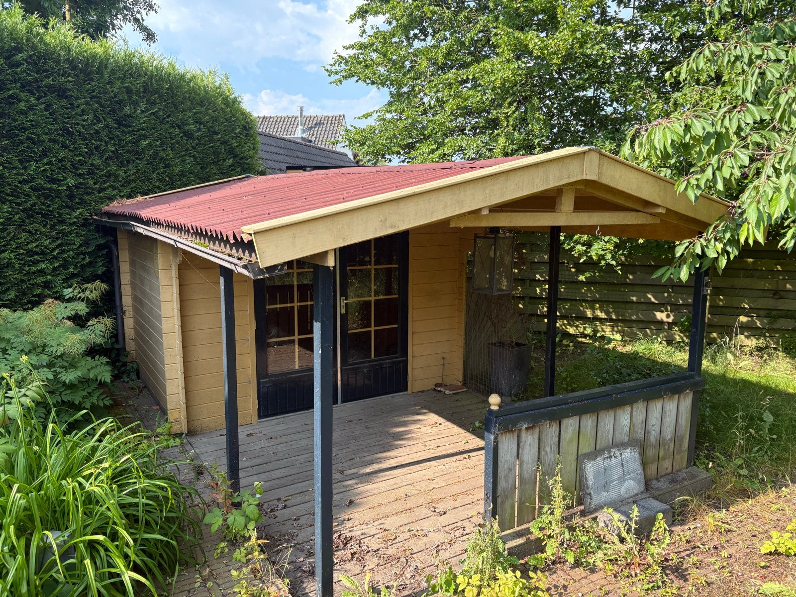 Tuinhuis met overkapping - Zelf afbreken en ophalen, Ophalen, Tuinhuis, 2 ramen, 500 cm of meer