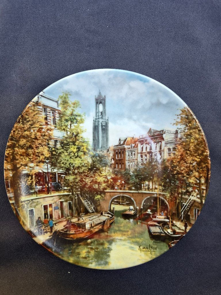 8 Sier/wandborden Royal Mosa "De Grachten van Holland", Ophalen of Verzenden