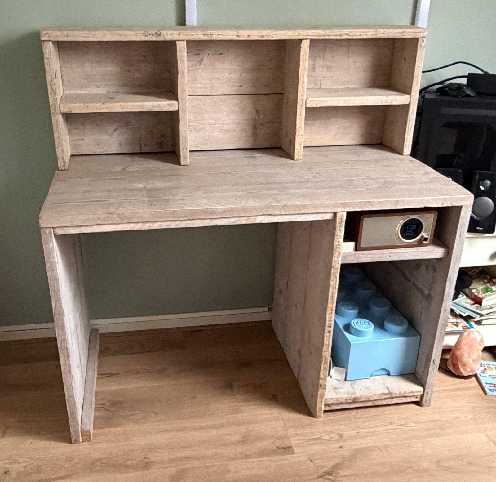 Steigerhout bureau, Ophalen, Opbergruimte, Gebruikt, Hout