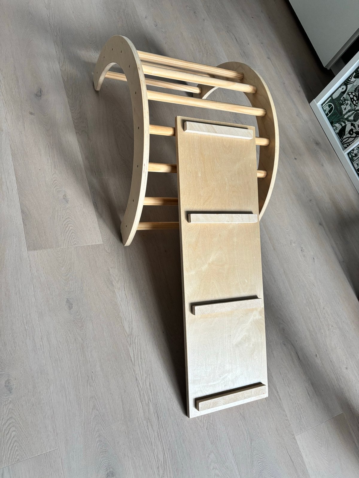 Houten klimrek met glijbaan/klimplank voor kinderen, Ophalen, Zo goed als nieuw, Klimwand