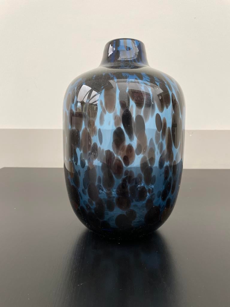 Glazen vaas, Ophalen, Gebruikt, Blauw, Glas