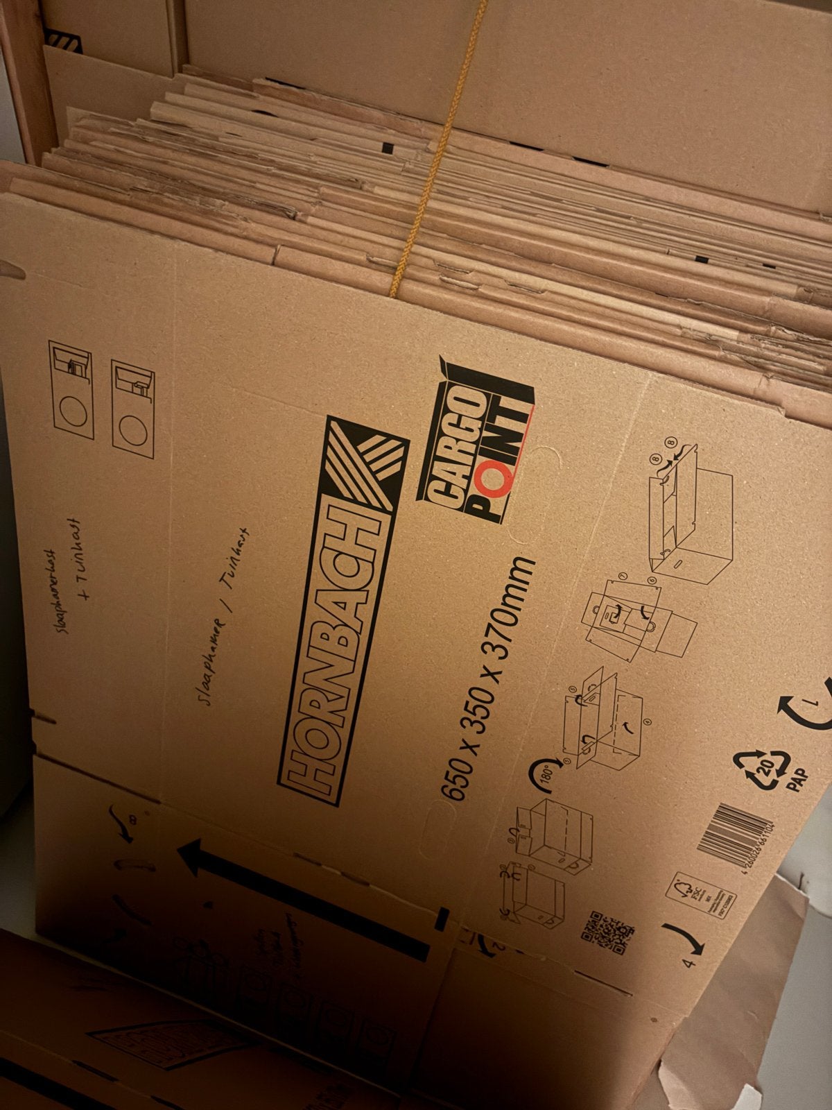 30 stuks Verhuisdozen Hornbach 650x350x370mm, Ophalen, Opvouwbaar, 50 tot 75 cm, Minder dan 40 cm
