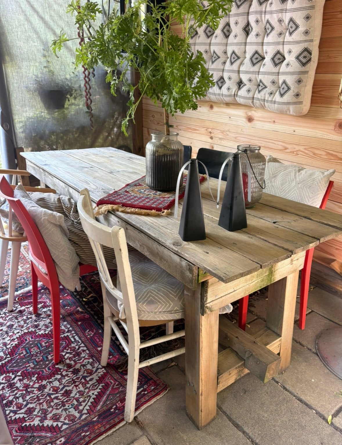 Tuintafel van tuinhout, Tuin en Terras, Ophalen, Gebruikt, Eettafel, 6 zitplaatsen