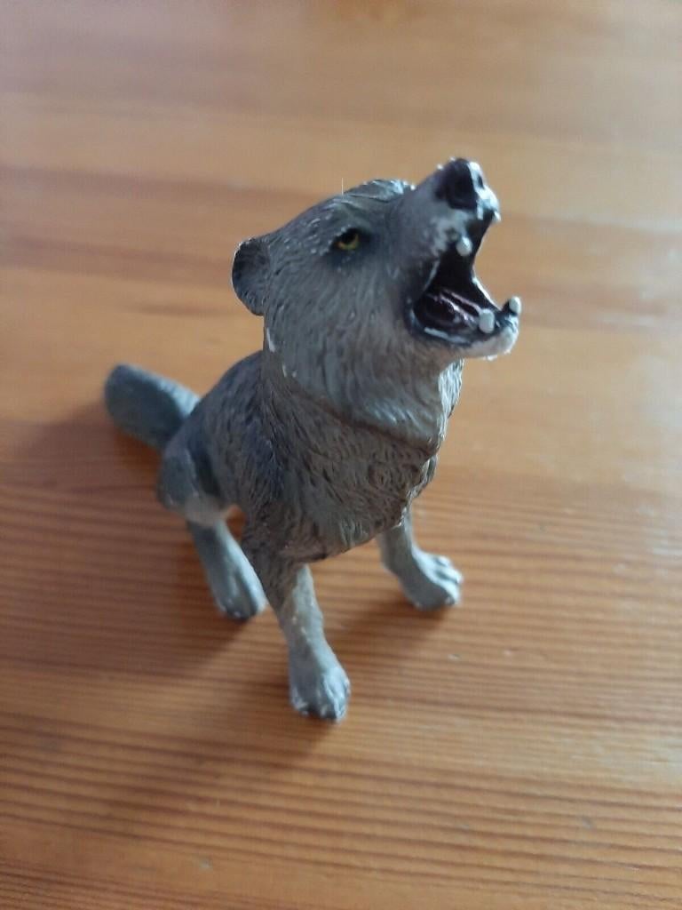 Wolf huilend, dierfiguur Bullyland, Ophalen of Verzenden, Gebruikt, Wild dier, Beeldje of Figuurtje