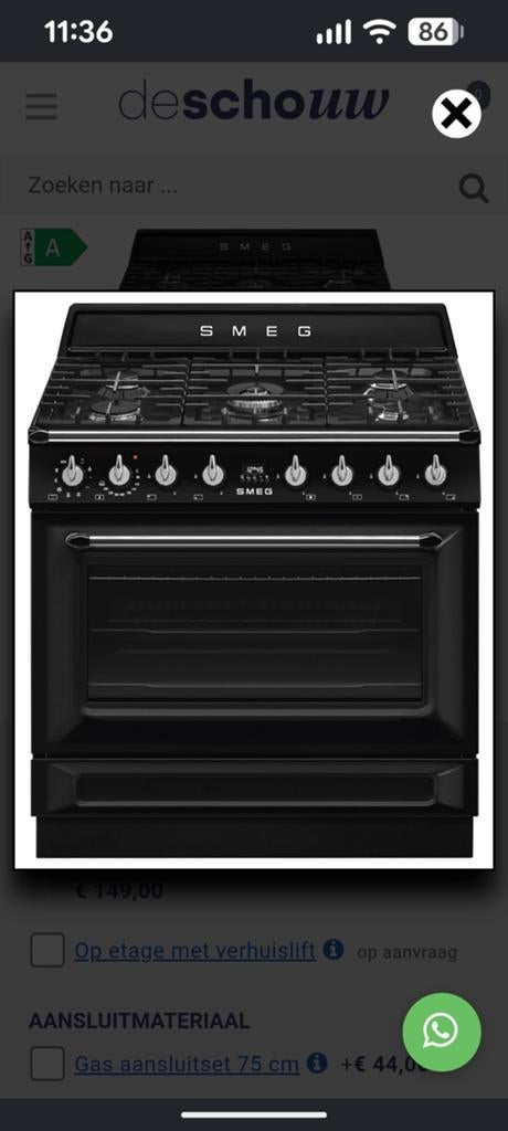 Smeg Victoria Fornuis 90cm - 5 Pits gas ,wokbrander en oven, Witgoed en Apparatuur, Fornuizen, Gebruikt, 60 cm of meer, Ophalen of Verzenden