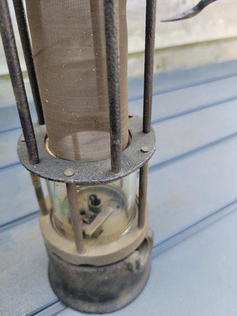 Oude Duitse mijnlamp - Authentiek erfstuk, Antiek en Kunst, Antiek | Lampen, Ophalen