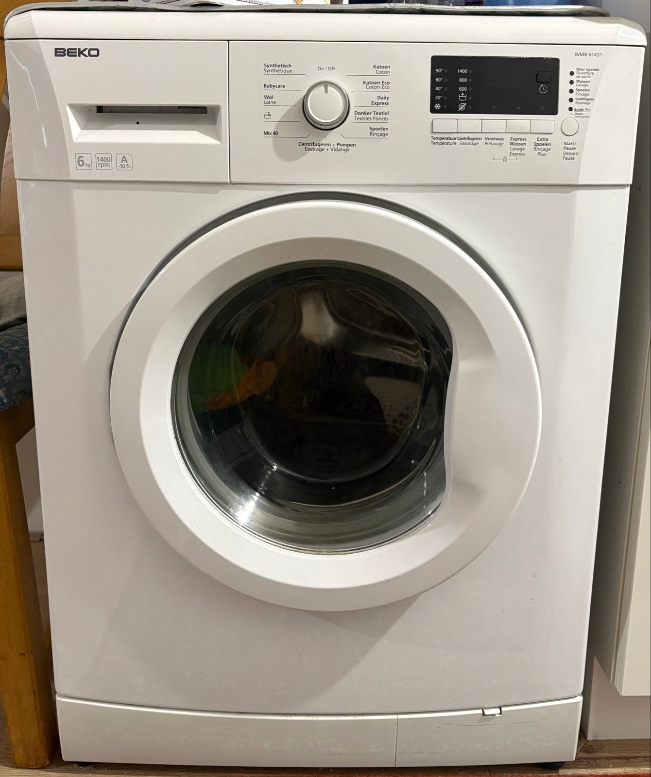 Beko WMB 61421 Wasmachine - 6 kg, 1400 toeren, Gebruikt, Ophalen of Verzenden, Voorlader, Kort programma