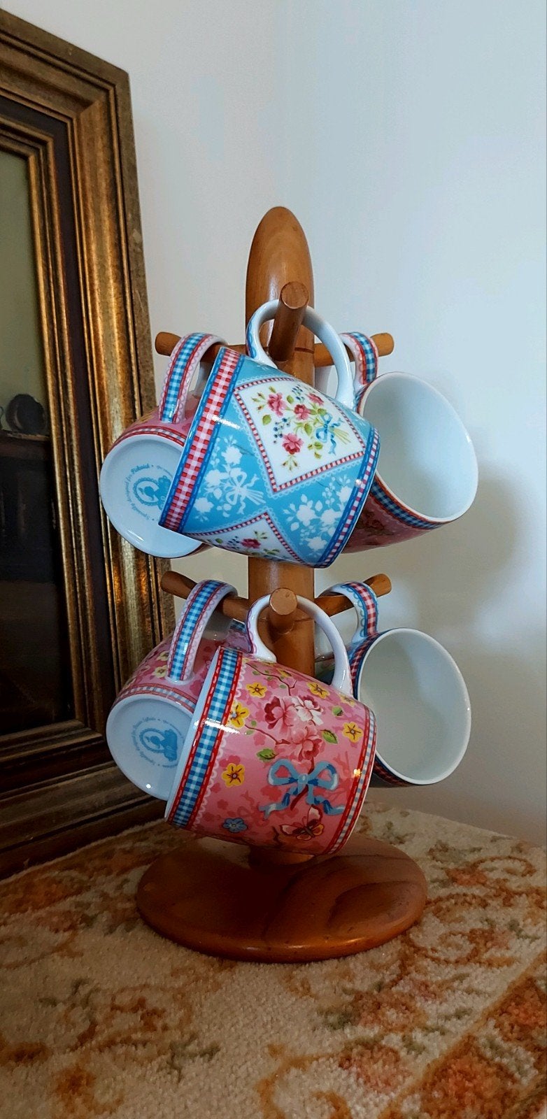 Supermooi vintage houten mokkenrek, Ophalen of Verzenden