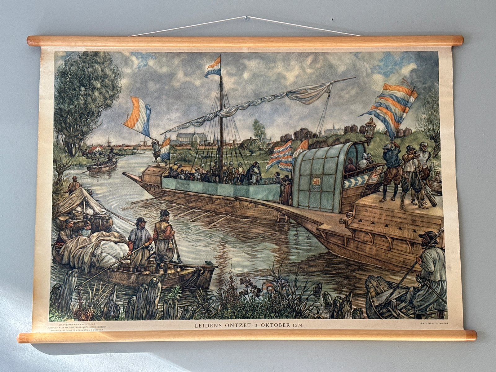 Vintage schoolplaat Leidens Ontzet 3 oktober 1574, Ophalen, Geschiedenis